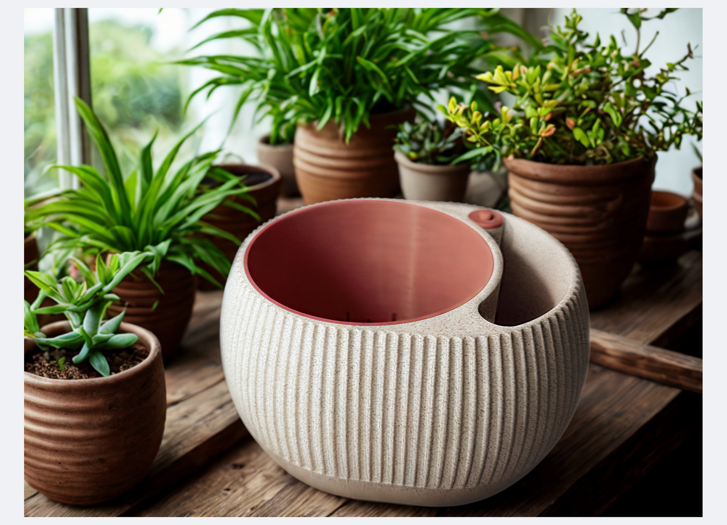 Elegant Self-Watering Planter with Clear Water Gauge